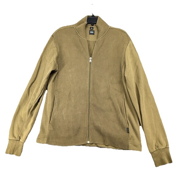 Hugo Boss Sweater Mens Large Faded Blue Bomber Knit Full Zip Jumper Cardigan - Picture 1 of 6